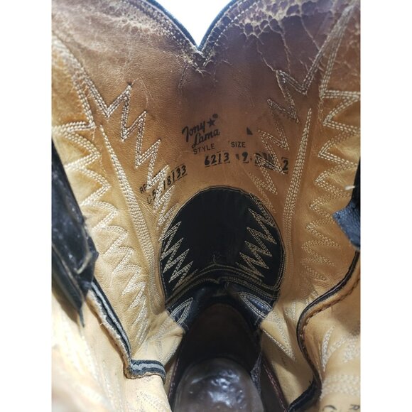 Vintage Tony Lama Mens Black Western Cowboy Size 9D Style Number 6213 Pre Owned main image 7